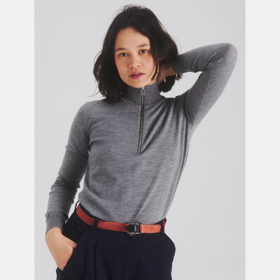 Aigle The Essential Stand-up-collar Jumper, Made From 100% Rws-certified Wool Jumpers Women Grey ZA-